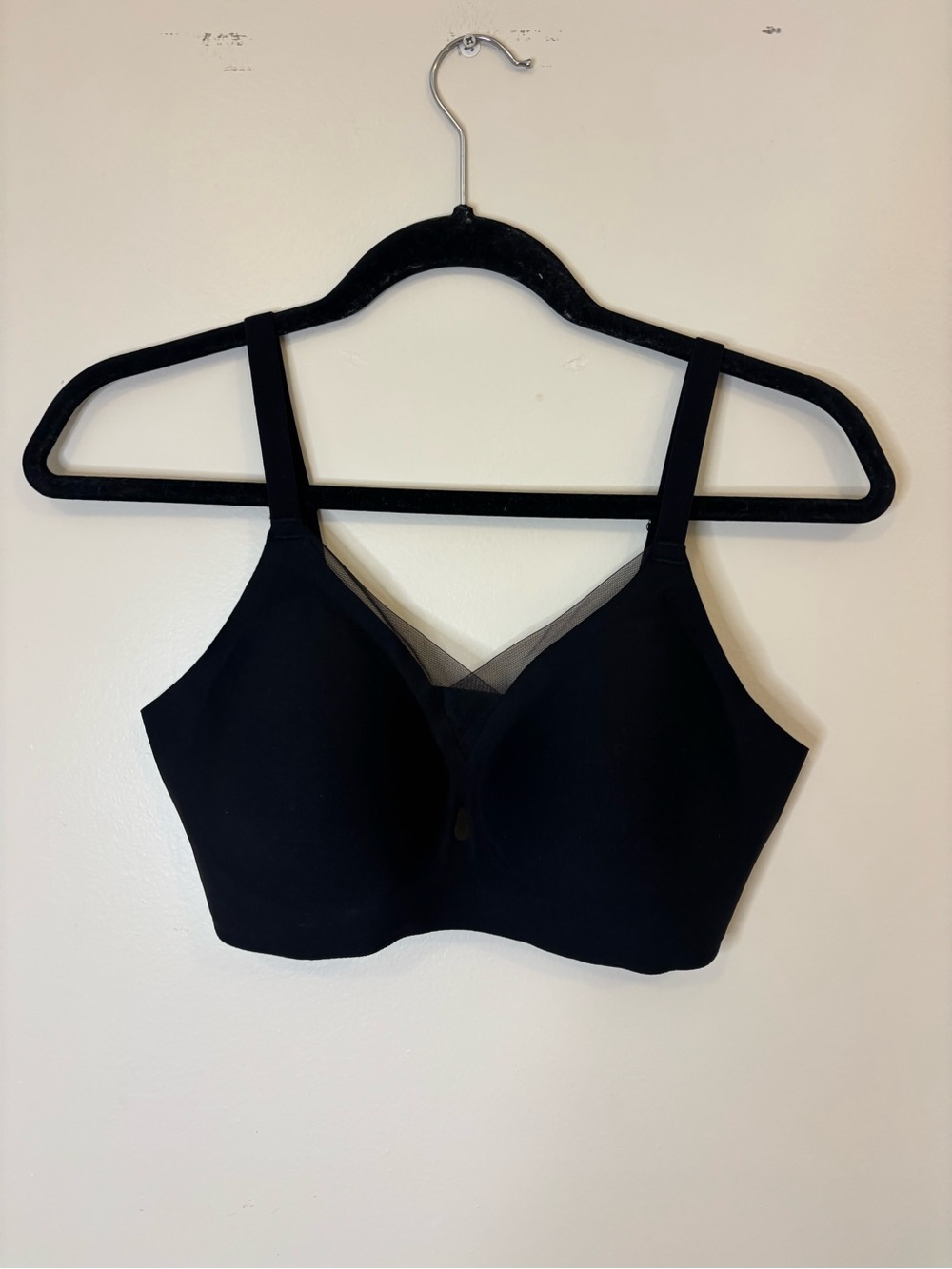 Seamless Black Bra with Mesh Detail